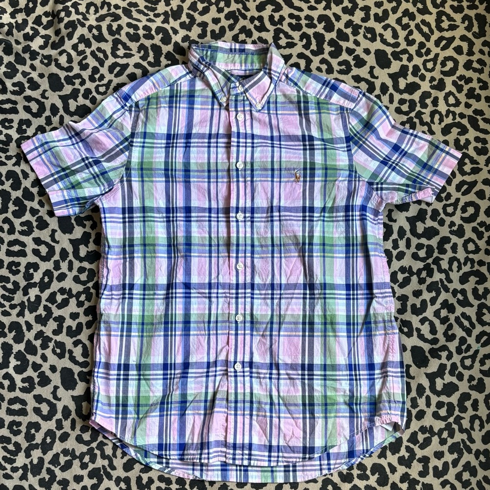 NEW W/O TAGS-POLO RALPH LAUREN BOYS SHORT SLEEVE PLAID POPLIN SHIRT